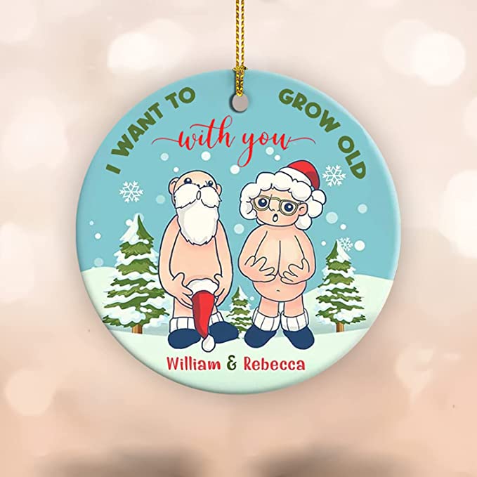 2022 Xmas Gifts Custom Name I Want to Grow Old with You Ornament - Image 2