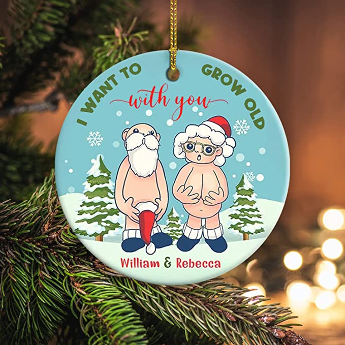 2022 Xmas Gifts Custom Name I Want to Grow Old with You Ornament - Image 3