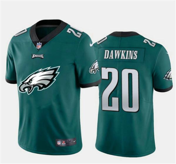 Mens Philadelphia Eagles #20 Brian Dawkins Green 2020 Team Big Logo Limited Stitched Jersey