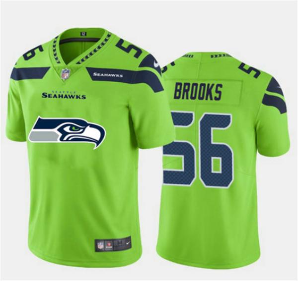 Mens Seattle Seahawks #56 Jordyn Brooks Green 2020 Team Big Logo Limited Stitched Jersey