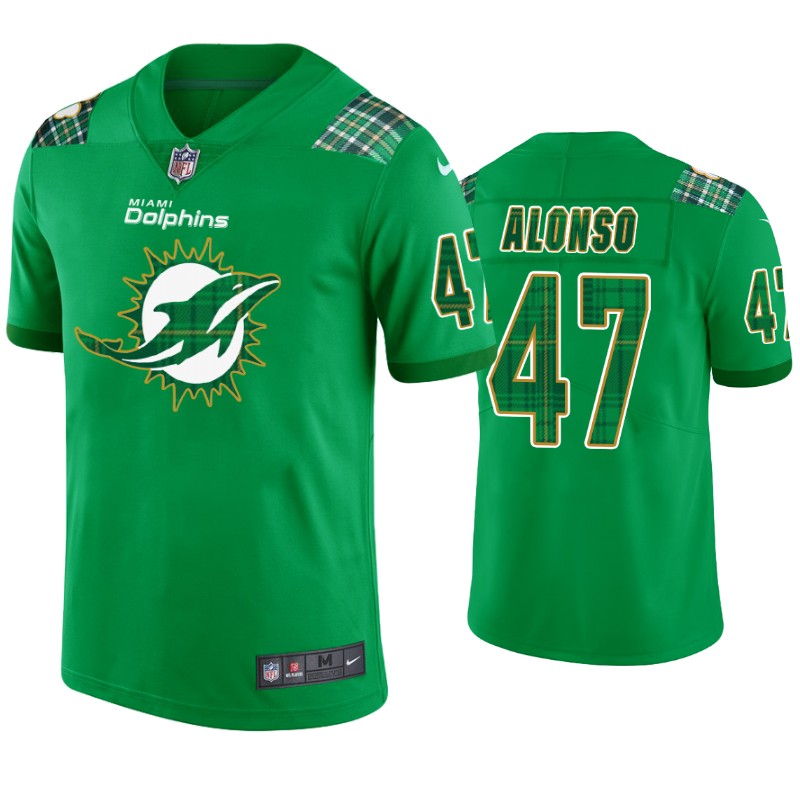 Miami Dolphins #47 Kiko Alonso Jersey St. Patricks Day Kelly Green Lucky - Men