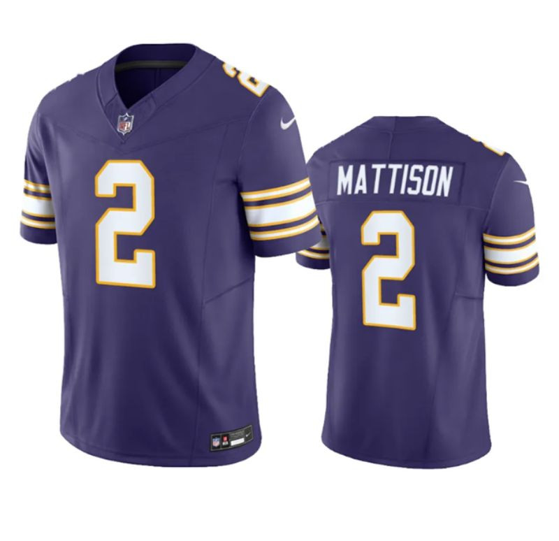 Minnesota Vikings #2 Alexander Mattison Purple 2023 Fuse Vapor Untouchable Jersey - Cocomos