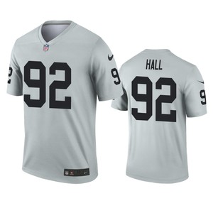 Oakland Raiders P.j. Hall Silver Inverted Legend Jersey