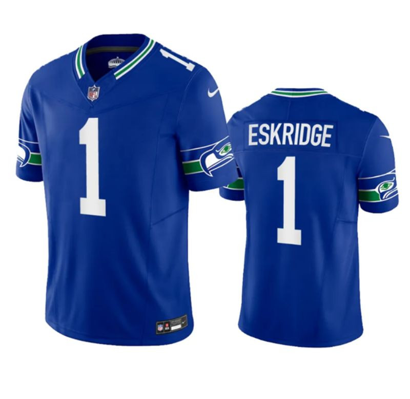 Seattle Seahawks #1 Dee Eskridge Royal 2023 Fuse Vapor Limited Throwback Jersey - Cocomos