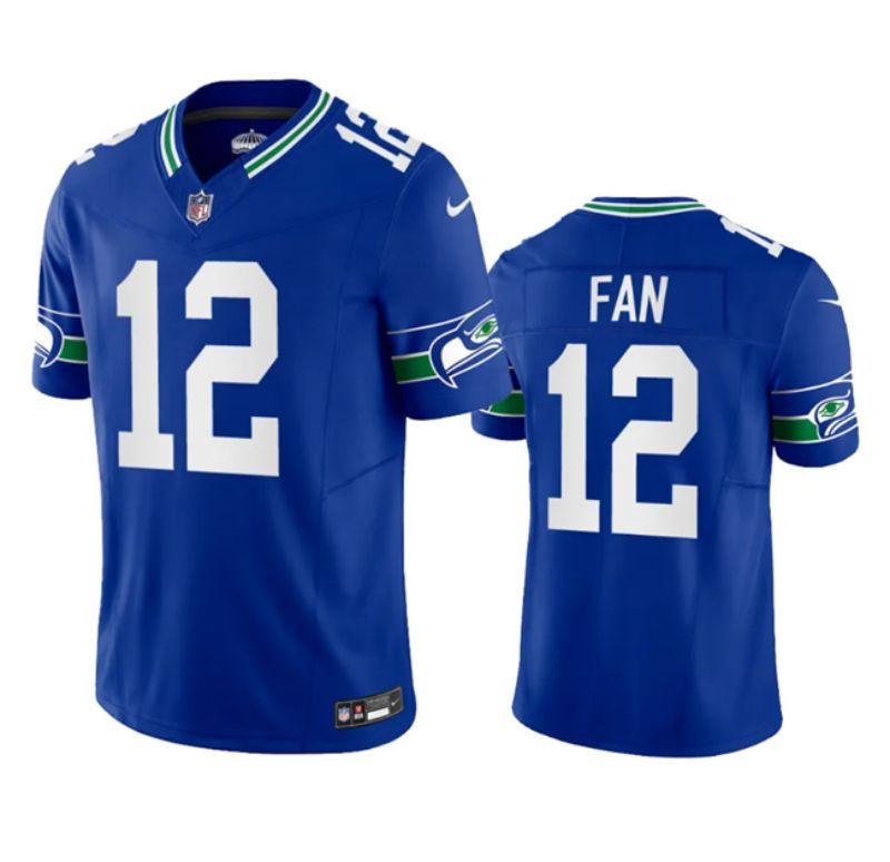Seattle Seahawks 12th Fan Royal 2023 Fuse Vapor Limited Throwback Stitched Jersey - Cocomos