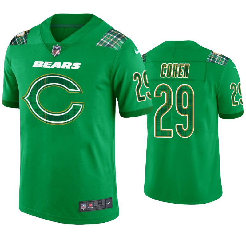 Tarik Cohen Chicago Bears #29 Jersey St. Patricks Day Kelly Green Lucky - Men
