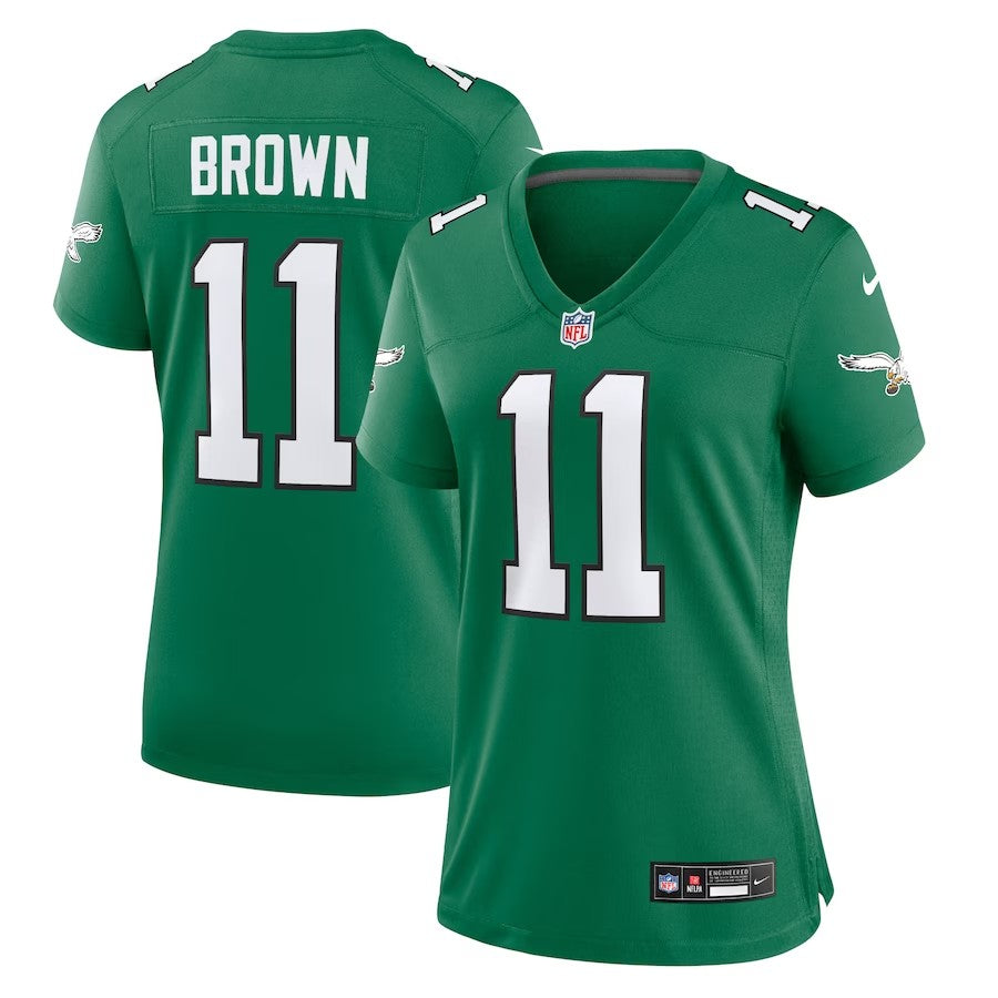 Women Philadelphia Eagles #11 Aj Brown Alternate Player Game Jersey - Kelly Green - Cocomos
