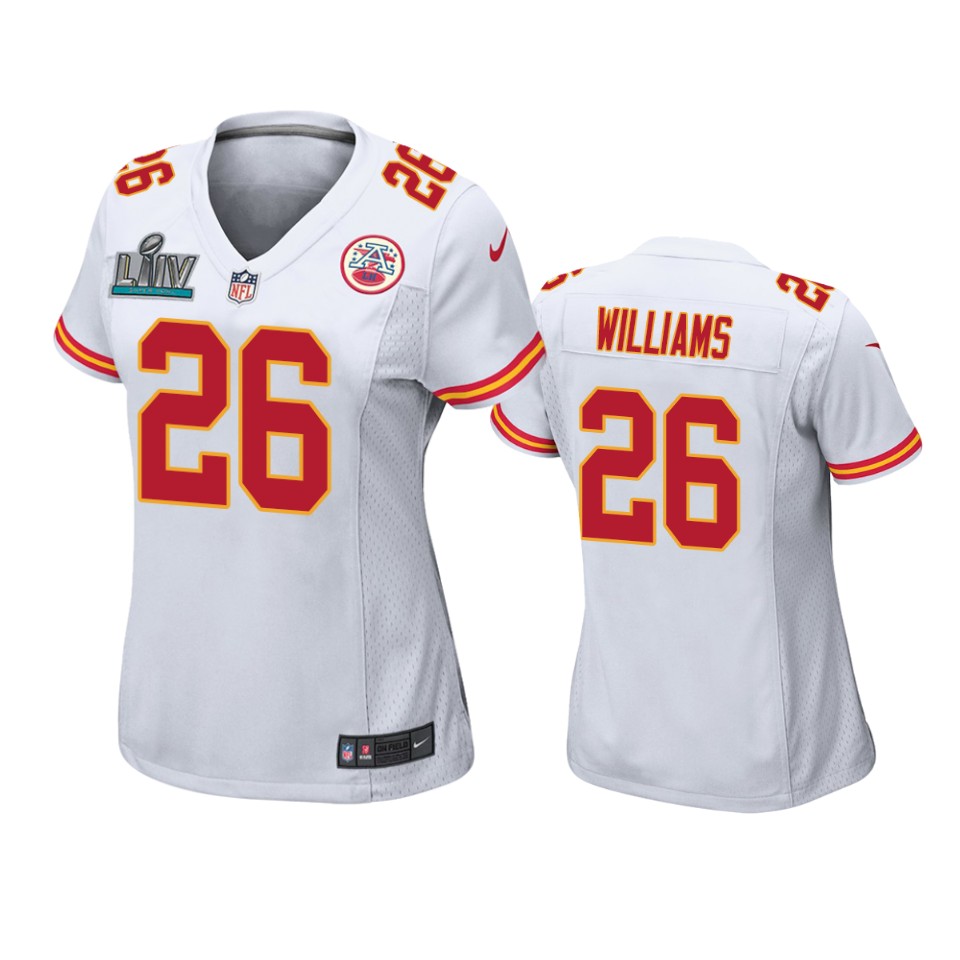 Womens Kansas City Chiefs Damien Williams White Super Bowl Liv Game Jersey - Cocomos