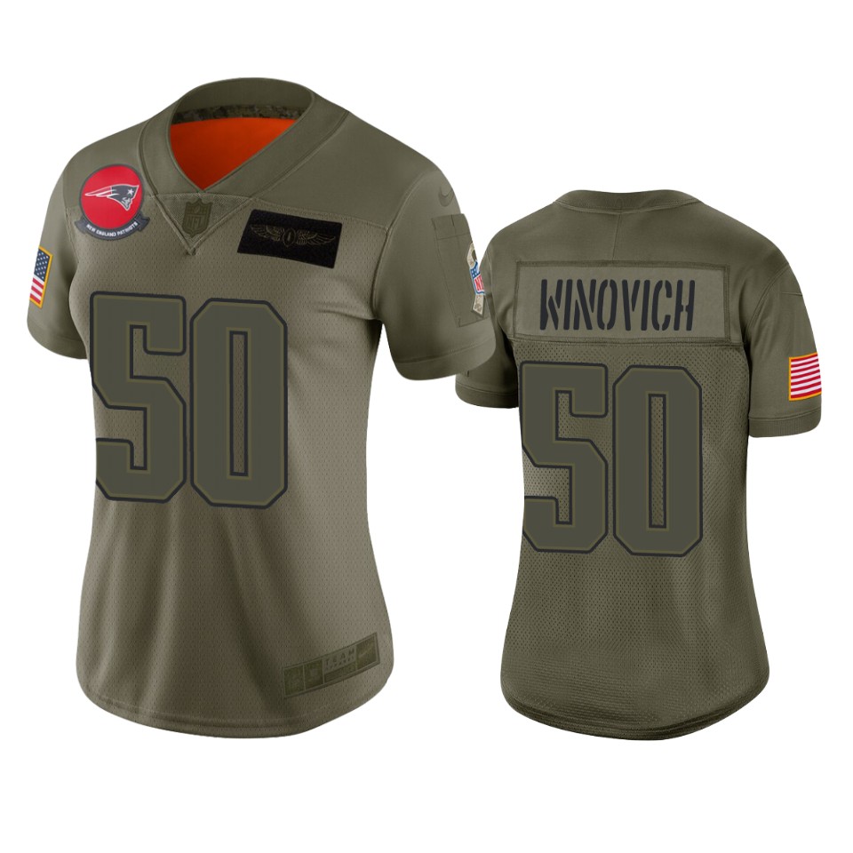 Womens New England Patriots Chase Winovich Camo 2019 Salute To Service Limited Jersey - Cocomos