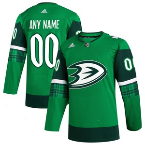  Anaheim Ducks adidas St. Patrick's Day Authentic Custom Jersey - Kelly Green