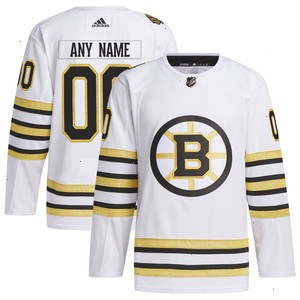  Boston Bruins adidas 100th Anniversary Primegreen Authentic Custom Jersey - White