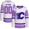 Calgary Flames adidas Hockey Fights Cancer Primegreen Authentic Custom Jersey - White/Purple