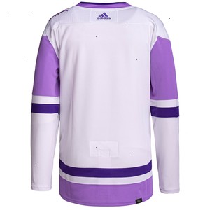 Columbus Blue Jackets adidas Hockey Fights Cancer Primegreen Authentic Blank Practice Jersey - White/Purple
