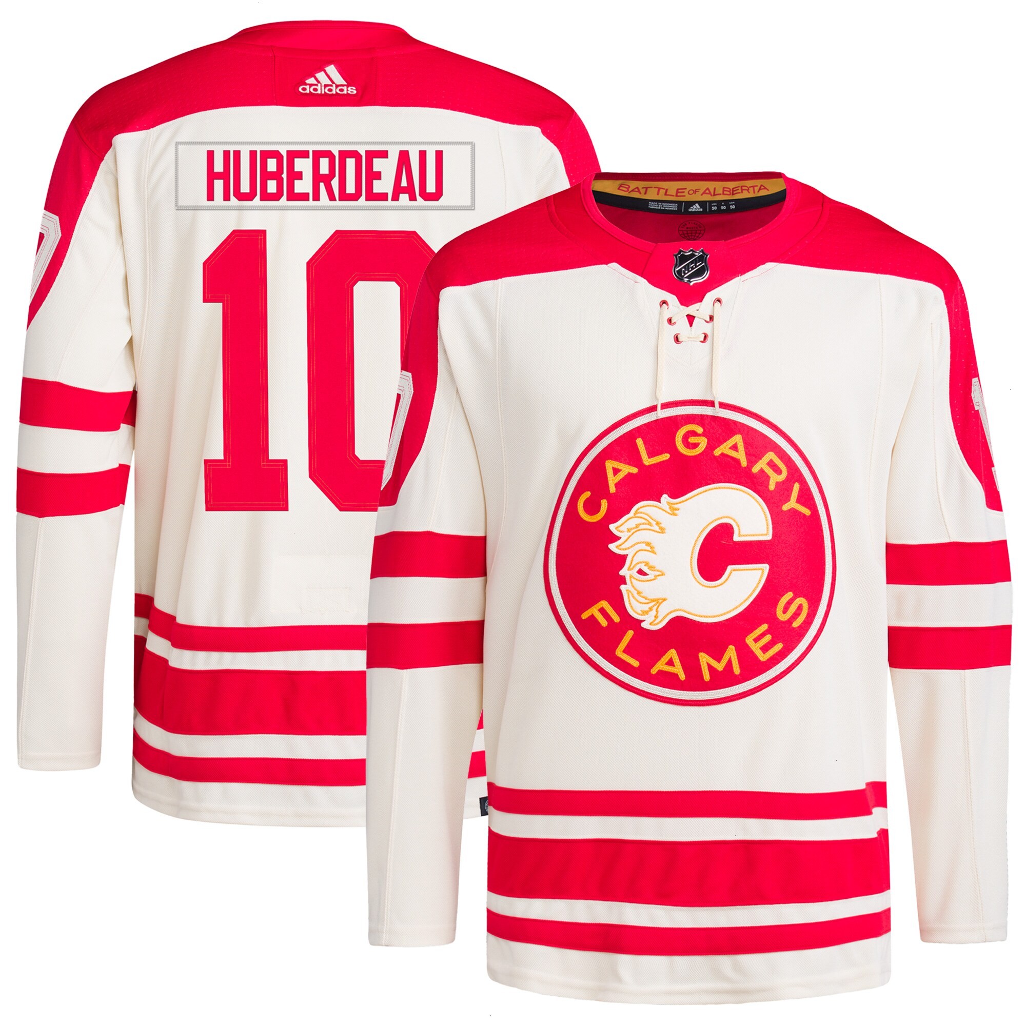 Jonathan Huberdeau Calgary Flames adidas 2023 NHL Heritage Classic Primegreen Authentic Player Jersey – Cream