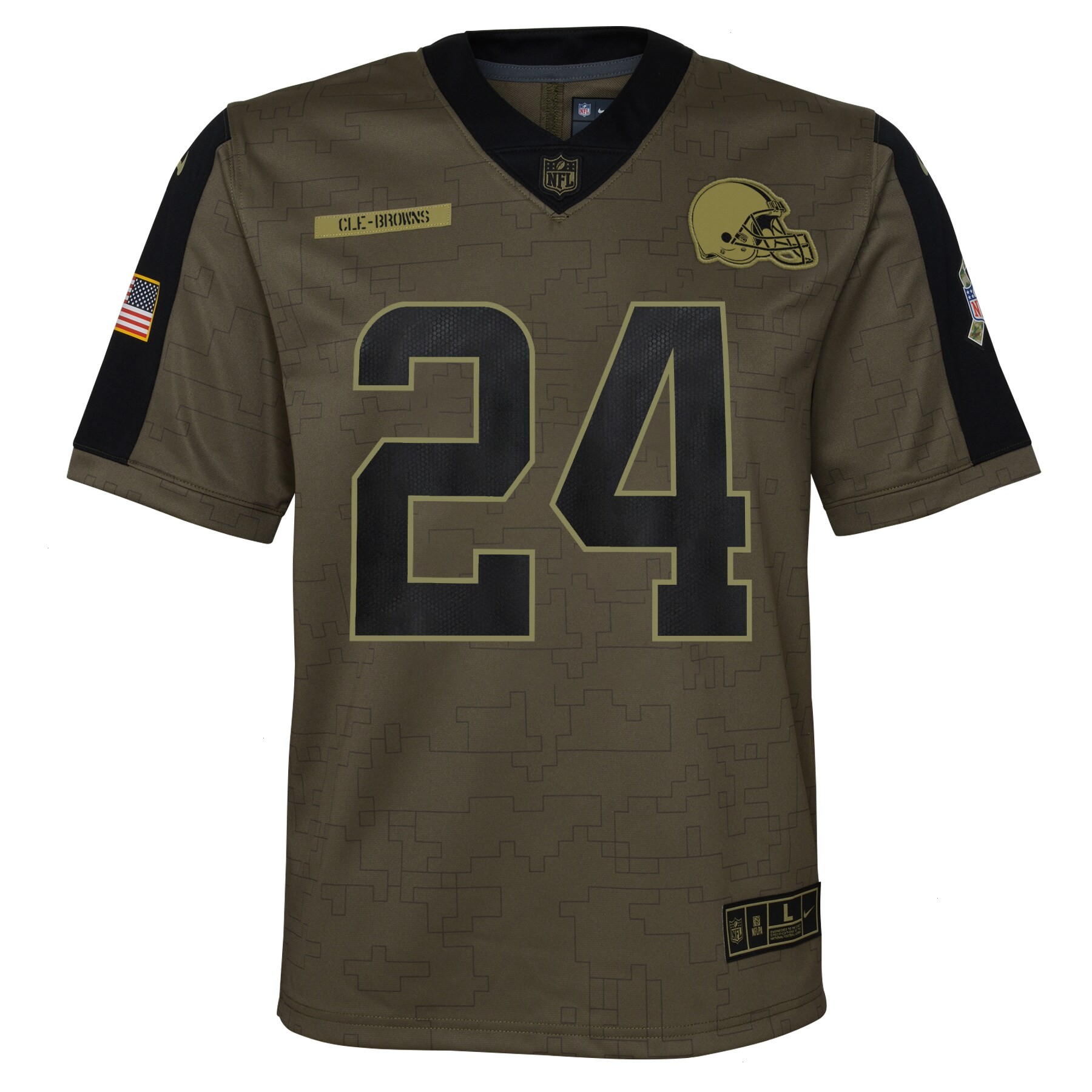 Nick Chubb Cleveland Browns Nike Youth 2021 Salute To Service Game Jersey - Olive