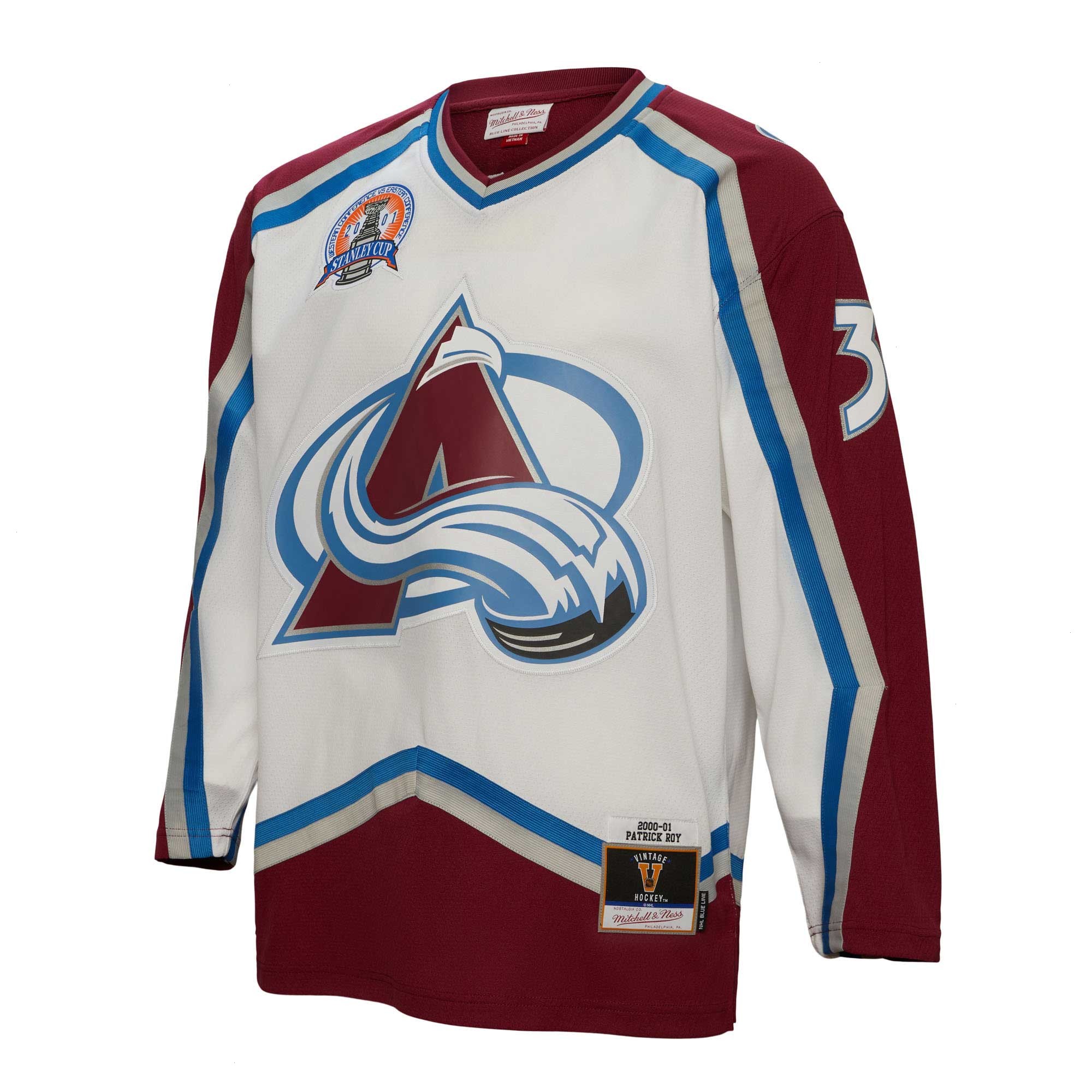 Patrick Roy Colorado Avalanche Mitchell & Ness 2000/01 Blue Line Player Jersey - White