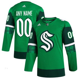  Seattle Kraken adidas St. Patrick's Day Authentic Custom Jersey - Kelly Green
